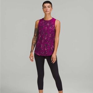 Lululemon Sculpt Workout Performance Tank Small Purple Cheetah Print Reflective